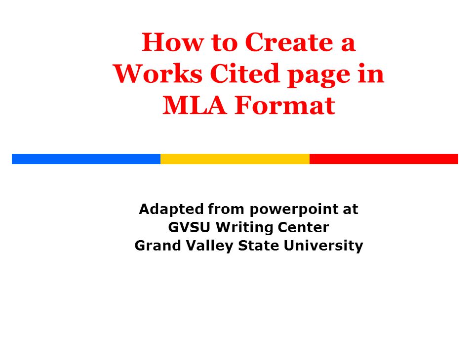 Mla formatting for works cited